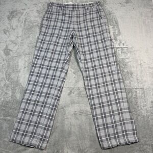Dickies Mens 32x32 Regular Fit Plaid Work Pants Grey White Cotton